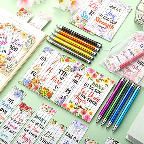 Sinmoe 120 Pcs Bible Christian Scripture Bookmarks Pens Notebooks Bulk