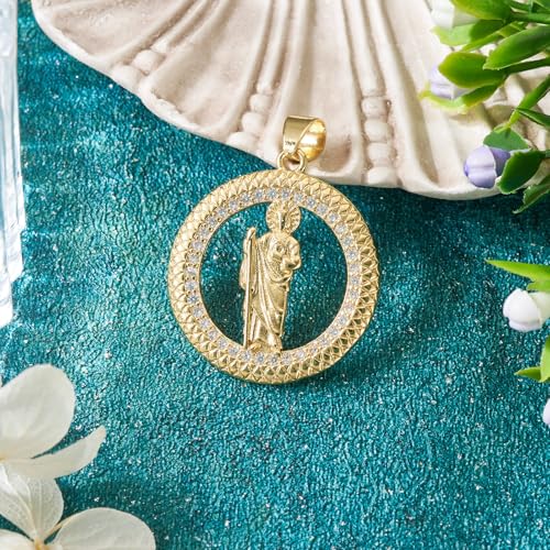 Elecrelive 1PC 18K Gold Plated Rosary Charms Religious Saint Jude Charm - color: 18K Gold, Clear