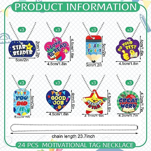 Soaoo 24 Pcs Student Incentives Dog Tags Necklace with Metal Chains