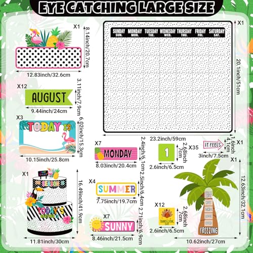 Cholemy 85 Pcs Calendar Bulletin Board Set Classroom Calendar Bulletin Board with Numbers Month Weather Classroom Decorations for Back to School Wall Chalkboard Decor Supplies(Tropical) - style: Tropical