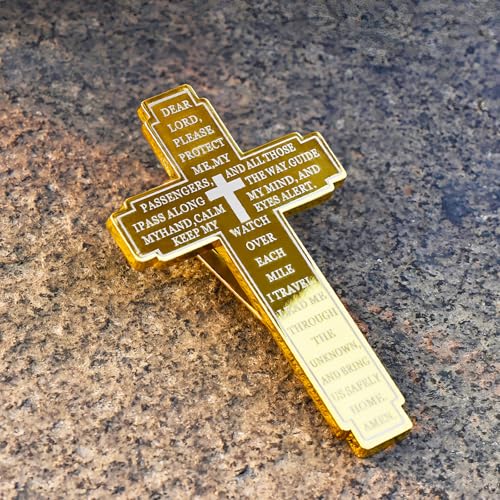 2PCS Cross Car Sun Visor Clip, Christian Prayer Visor Clip for Daily Driving, Religious Car Charm Gift for Drivers and Loved Ones, Gold - color: Gold