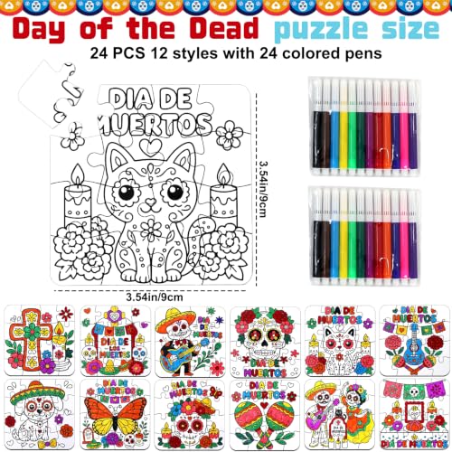 Day of the Dead Crafts for Kids Bulk-Dia De Los Muertos DIY Art Puzzle Kit - color: Day of the Dead Colors