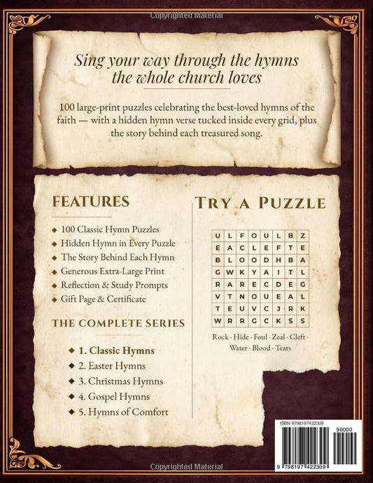 Classic Hymns of the Faith Word Search: 100 Large Print Puzzles on Beloved Hymns, with a Hidden Hymn Verse in Every Puzzle (Hymns Word Search)