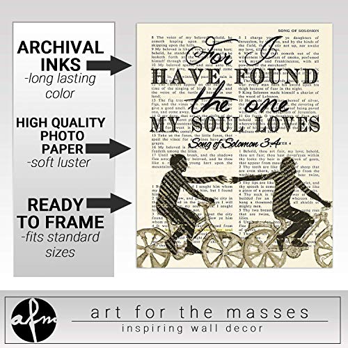 Bible Page, For I Have Found the One My Soul Loves, Song of Solomon 3:4, Christian Art Print, Unframed, Wall Decor Poster, Wedding gift, 8x10 Inches