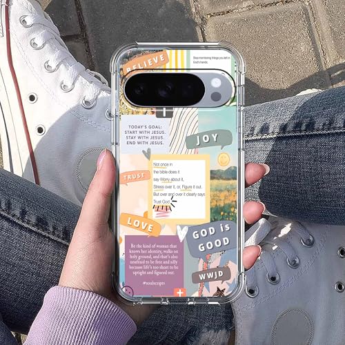 Christian Quotes Bible Motivational Words Collage Pattern,Soft TPU Bumper Phone Case for Google Pixel 10/10 Pro - size: Google Pixel 10/10 Pro/10 Pro