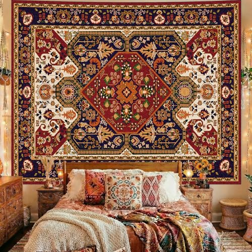 Apdidl Extra Large Boho Hippie Wall Tapestry for Bedroom Aesthetic, Mandala Indian Bohemian Tapestries Art Decor, Vintage Orange Floral Cool Vertical Wall Hanging for Living Room Dorm (71"X90") - color: Boho Tapestry, size: 90"L x 71"W