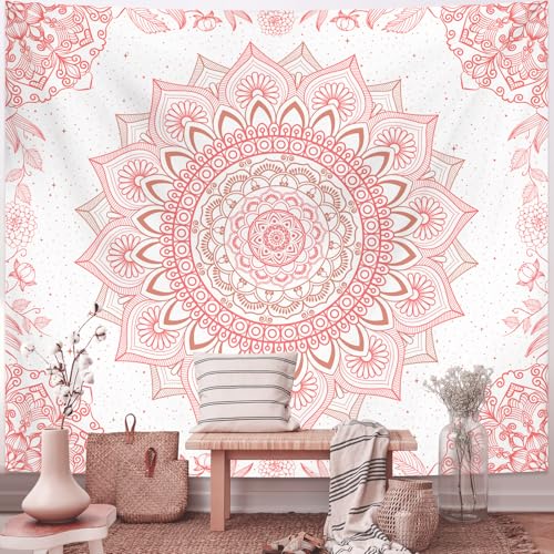 Apdidl Pink Boho Wall Tapestry for Bedroom,Mandala Bohemian Tapestries Girl - color: Boho Pink Tapestry, size: 79"L x 60"W