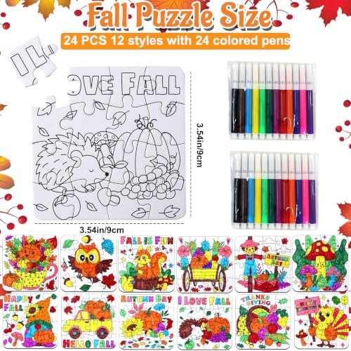 Thanksgiving Fall Arts & Crafts for Kids, Autumn Activity Kit Blank Puzzle - color: Fall Thanksgiving Colorful