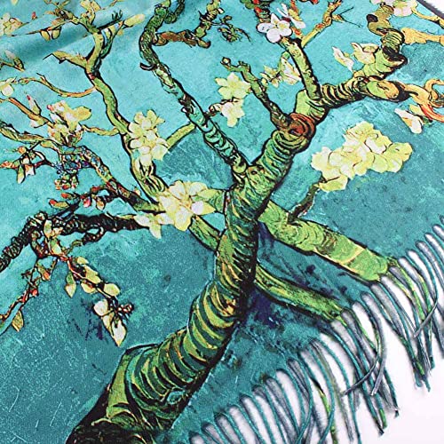 Umjetnost Soft Cashmere Feel Scarf For Women Winter Warm Scarves Large Shawl Wrap Monet Van Gogh Art Print - color: C10 Green