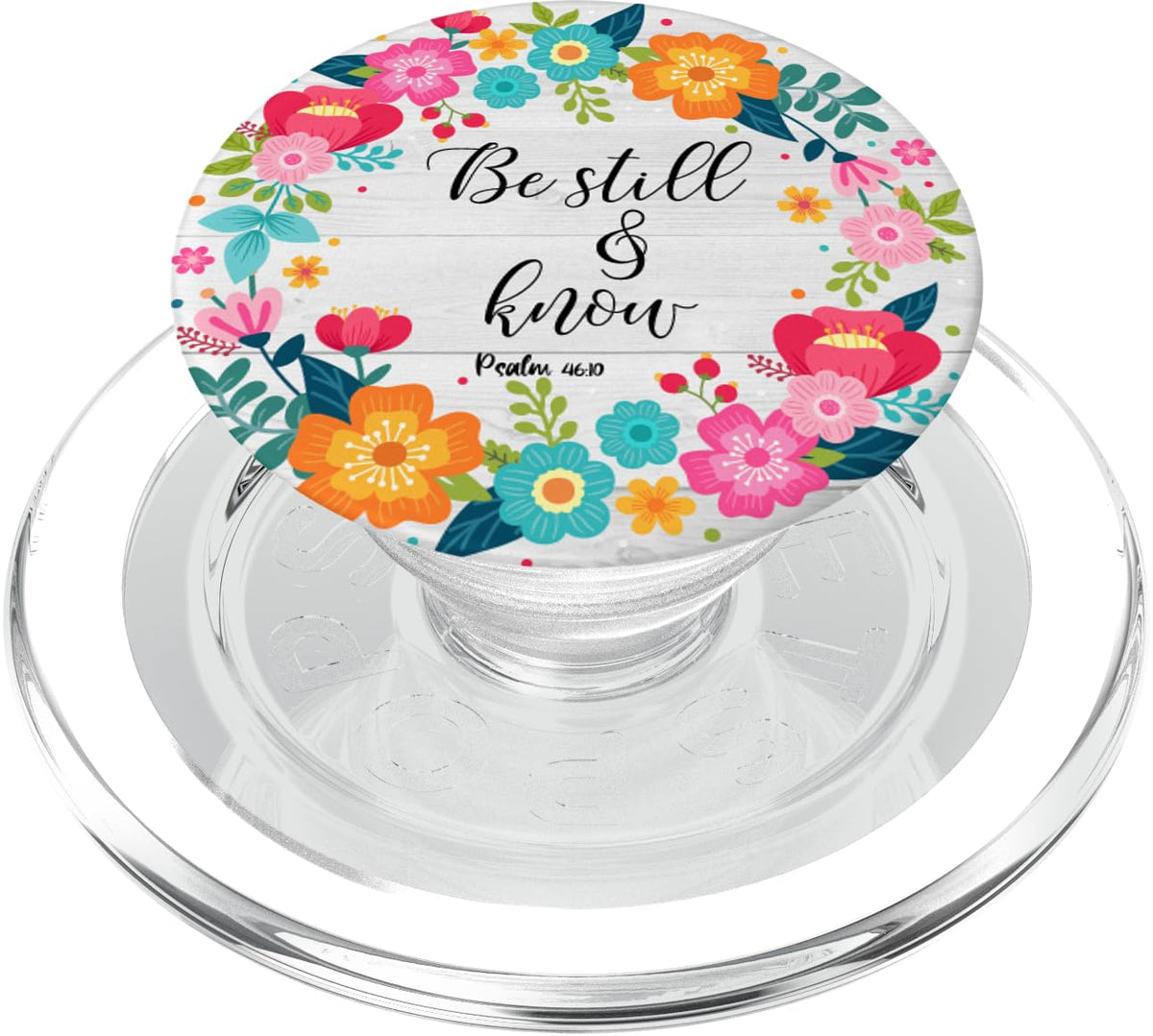 Christian Bible Verse Psalms 46:10 Rustic Pink Floral Gift PopSockets MagSafe PopGrip for iPhone - style: MagSafe