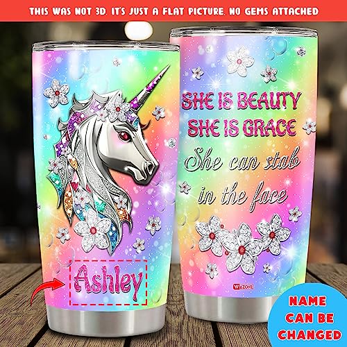 WAZONE Personalized Unicorn Insulated Tumbler Cup With Name Sayings Stainless Steel Double Wall Vacuum Travel Mug 20oz 30oz Funny Sarcastic Themed Customized Gifts For Women Girl Her - color: Unicorn