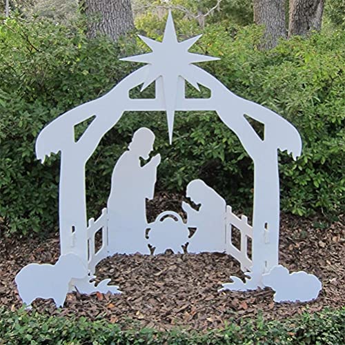 Brrnoo Christmas Nativity Scene, Holy Family Outdoor Yard Decoration, PP Elegant Durable Stable Easy Assemble White