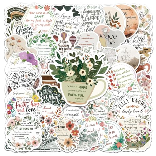 50Pcs Bible Verse Stickers, Inspirational Jesus Sticker, Waterproof, Fade-Resistant, Christian Stickers for Women, Water Bottles, Journaling, Kids, Men - style: Bible50