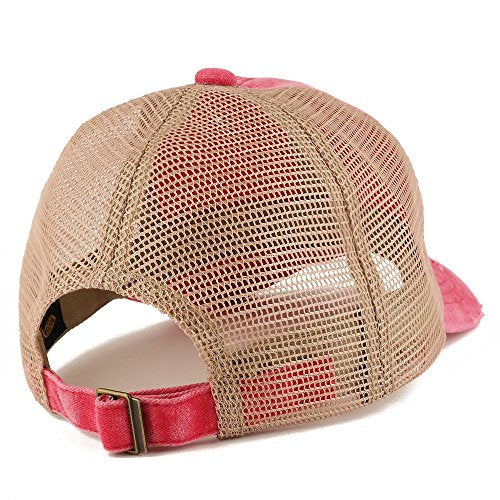Trendy Apparel Shop Psalm 23 Frayed Bill Trucker Mesh Back Cap - color: Red