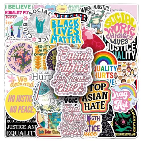 Social Justice Stickers |50Pcs Social Work Theme Waterproof Vinyl Decals - color: Social Justice