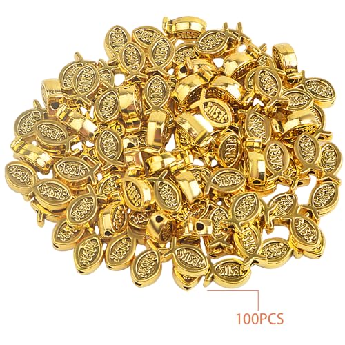 100pcs Jesus Fish Spacer Beads Religious Charm Beads Tibetan Alloy Christian Fish Shape Loose Beads for DIY Bracelet Necklace Jewelry Making Supplies - color: Antique Golden