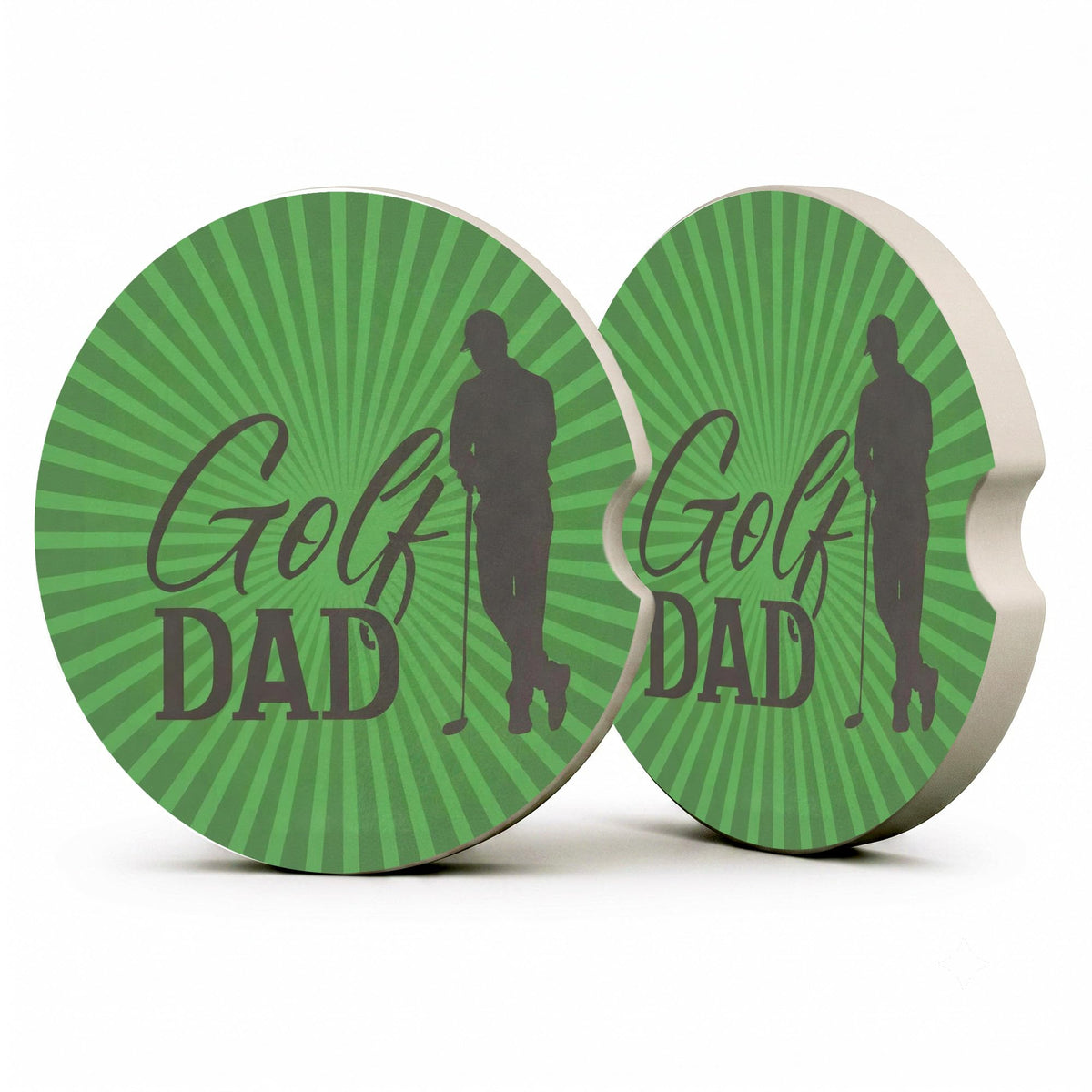 Green Golf Dad Car Coasters, Retro Golf Club Cup Holders Gifts, 37 - color: Green Golf Dad