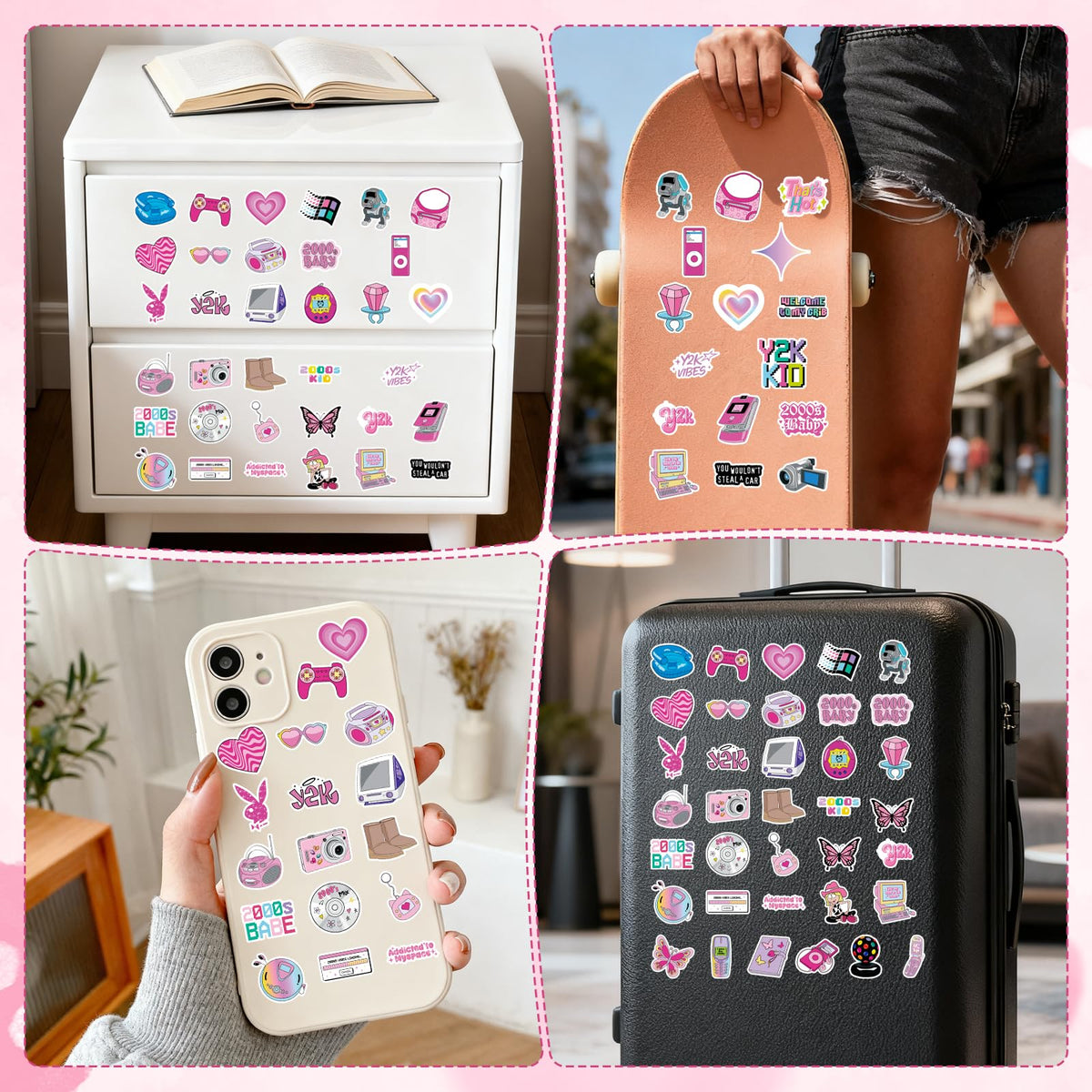 Y2K Restro Aesthetic Stickers - 100 Pcs 2000s Stickers - style: Y2K