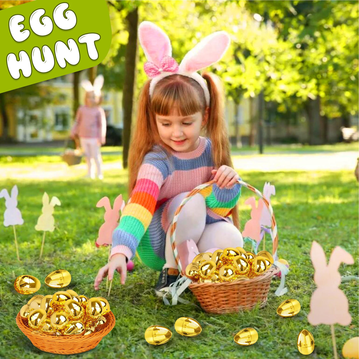 36 Pack Golden Easter Eggs Empty 2.4" Shiny Metallic Plastic Easter Eggs Fillable Surprise Gold Eggs for Easter Egg Hunt Fillling Candy Treats Toys Basket Stuffers Filliers Classroom Rewards Prizes - style: 36 PCS 2.4 Inch Golden Eggs