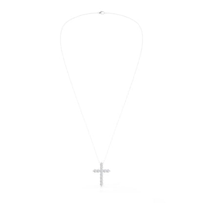 Belacqua 1/2-2 Carat Round Lab Grown Diamond Cross Pendant Necklace in Sterling Silver, 18 Inches Cable Chain, G-H Color, SI2-I1 Clarity, Fine Jewelry for Women, Gift Box Included - size: 2.00 Cttw
