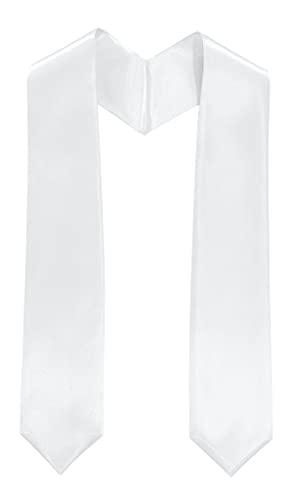 Plain Graduation Stole Sash 60 Inch Unisex Adults Solid - color: White Stole