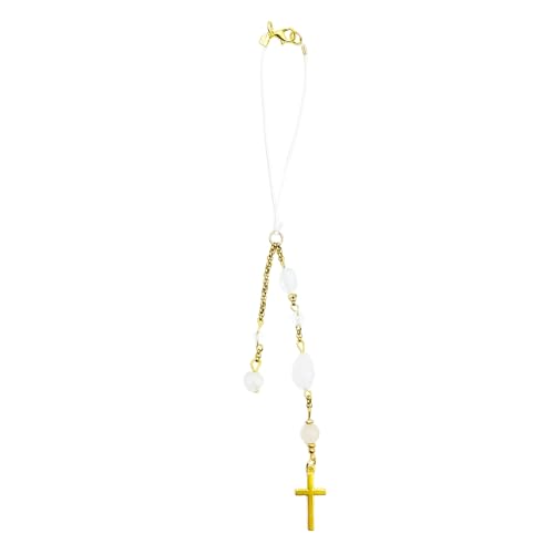 Car Mirror Hanging Ornament with Cross Design & White Crystals - Universal Rear View Mirror Charm for Christmas Decor, New Driver Gift, and Christian Gifts for Women & Men(White Crystals) - color: White