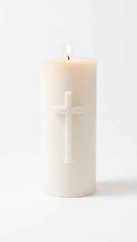 Large Cross Pillar Candle 9x4 Inch | Handmade Beeswax & Soy Wax Candle | Unscented Christian Prayer Candle | Religious Home Decor | Church, Altar & Memorial Candle | 90 Hour Burn Time