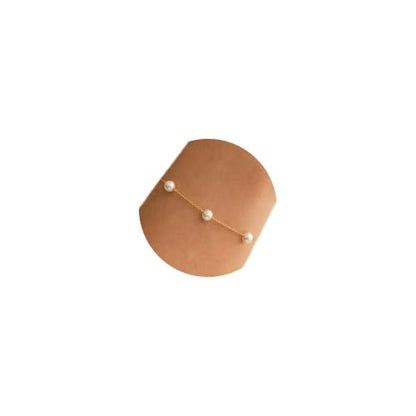 18K Gold Plated Pearl Beaded Cross Bracelets for Women Adjustable - color: Multi Pearls-Gold
