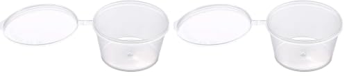 Brightalk [4 oz. - 100 Sets Disposable Plastic Portion Cups with Lids, Stackable Airtight Dressing Container To Go, Jello Shot Cups Souffle Cups Sauce Cups (Pack of 2) - size: 4 oz. - 100 Sets (Pack of 2)