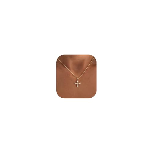 Cross Necklace for Women,14K Gold Plated Cross Pendant Necklace Jewelry - color: GD-BOX