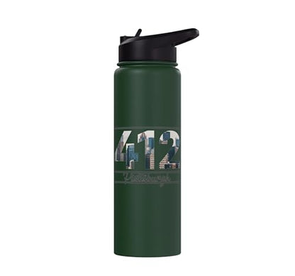 412 Skyline Number City Pride Script Stainless Steel Insulated Water Bottle - color: Dark Green