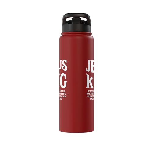 Jesus Is King John 14 6 Faith Bible Verse Stainless Steel Insulated Water Bottle - color: Red