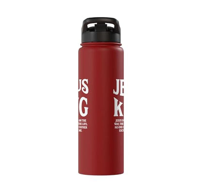 Jesus Is King John 14 6 Faith Bible Verse Stainless Steel Insulated Water Bottle - color: Red