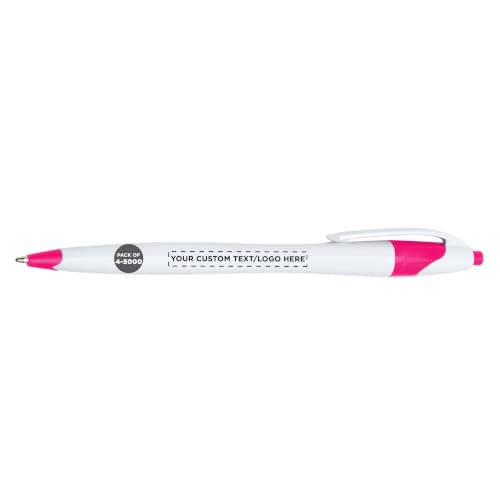 DISCOUNT PROMOS Personalized Ballpoint Pens, Bulk Packs of 4 to 5000 Pieces, Black Ink, Slim & Curvy Design, Retractable, Ideal for Office, Corporate Merchandise, Tradeshows - Pink - color: - Custom - Pink, size: Pack of 1 (Count options: 4–5,000)