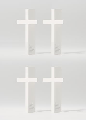 mosery 4-Pack Corner-Attached White Cross - 5.9 Inch Daily Jesus Reminder, Magnetic Holy Cross for Home Decor & Church, Damage-Free Spiritual Gift