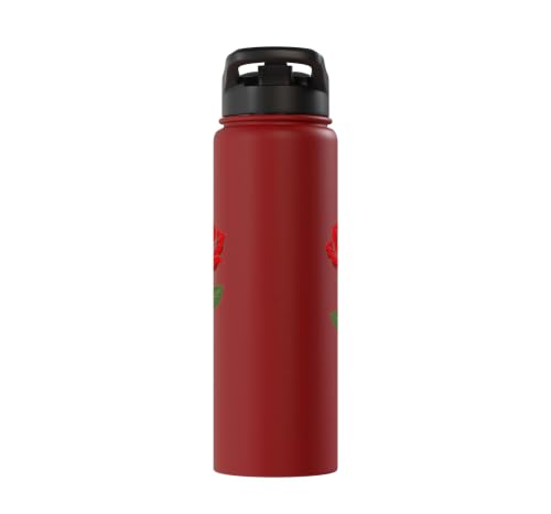 Maria Personalized Rose Name Elegant Floral Women Girls Stainless Steel Insulated Water Bottle - color: Red