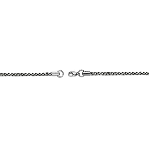 Metro Jewelry Antique Cross Pendant Necklace for Men in Stainless Steel 24 Inches Wheat Chain 3 mm Wide Lobster Claw