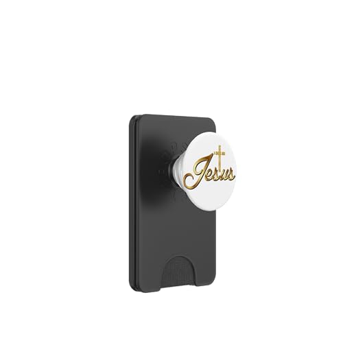Christian Gift Idea Jesus Cross Faith Bible Gold White Mary PopSockets PopWallet for MagSafe - style: Magnetic PopWallet