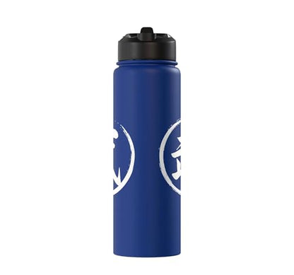 “Warrior” Japanese Kanji Word Graphic Stainless Steel Insulated Water Bottle - color: Royal Blue