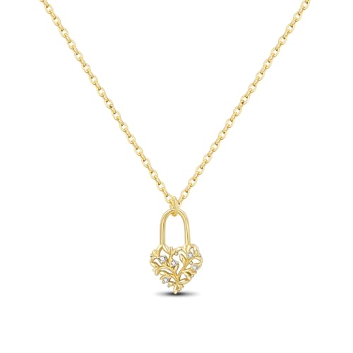 925 Sterling Silver Fashion Pendant Necklace for Women，Fashion Jewelry, 18K Gold Plated， Advanced Retro Series Link Chains ，Basic Multifunctional Accessories Suitable for Multiple Occasions and Daily Wear - color: Love Lock