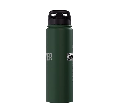 Faith Over Fear Christian Camo Cross Religious Bible Verse Stainless Steel Insulated Water Bottle - color: Dark Green