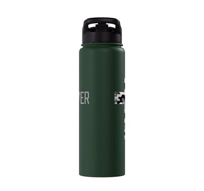 Faith Over Fear Christian Camo Cross Religious Bible Verse Stainless Steel Insulated Water Bottle - color: Dark Green