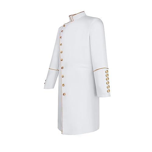 Men's Cassock Choir Short Cassock Minister Robe Clergy Pulpit Liturgical Church Top Coat - color: White, size: Large