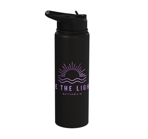 Be the Light Scripture (Matthew 5:14) For Encouragement Stainless Steel Insulated Water Bottle - color: Black