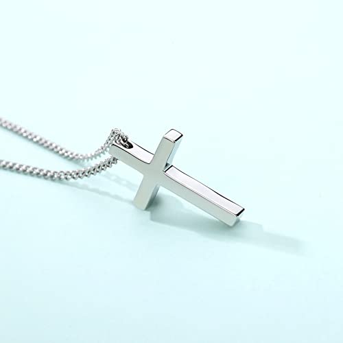 REVEMCN Christian Black Gold Silver Cross Necklace for Boys & Men, 16-22" - color: Silver - 0.8'' × 0.5'' cross pendant, size: 20 inches