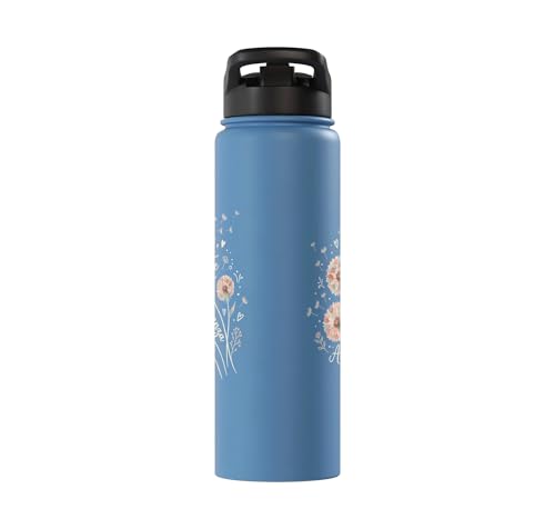 Fe Esperanza Amor Floral Christian Spanish Faith Cristianos Stainless Steel Insulated Water Bottle - color: Light Blue