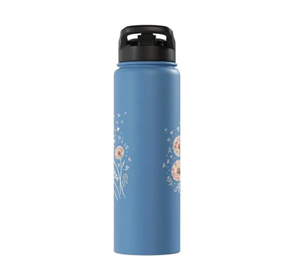 Fe Esperanza Amor Floral Christian Spanish Faith Cristianos Stainless Steel Insulated Water Bottle - color: Light Blue