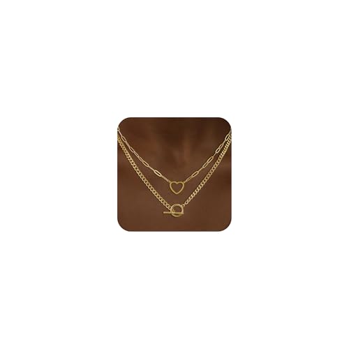 CHESKY Cross Necklace for Women Trendy, Dainty 14K Gold Plated Paperclip Charm Necklace for Womens Chunky Cross Pendant Necklace Gold Jewelry Religious Christian Gifts for Christians - color: LOVE-GD