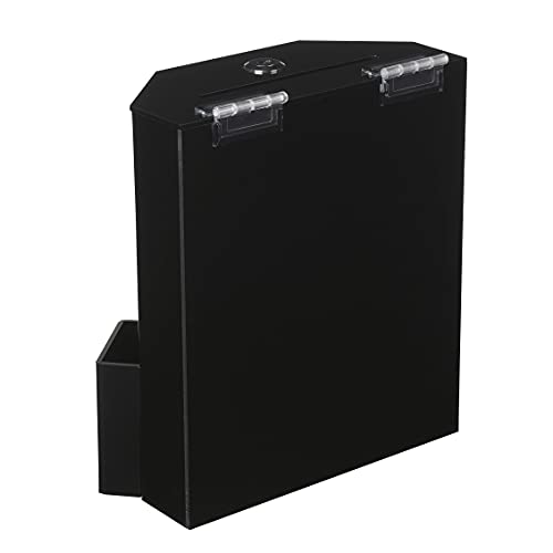 MCB Donation Collection Office Suggestion Acrylic Ballot Box 9 x 8 inch with Display area of 8 x 3.75 inch comes with 2 business card size pockets and lock with set of keys (Black) - color: Black