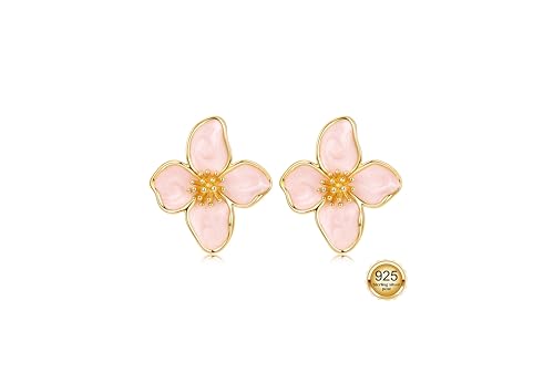 S925 Sterling Silver Flower Statement Earrings For Women Trendy - color: white style2